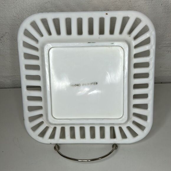 O651 Vintage Contemporary Hand Painted 8” Tray - Picture 2 of 3